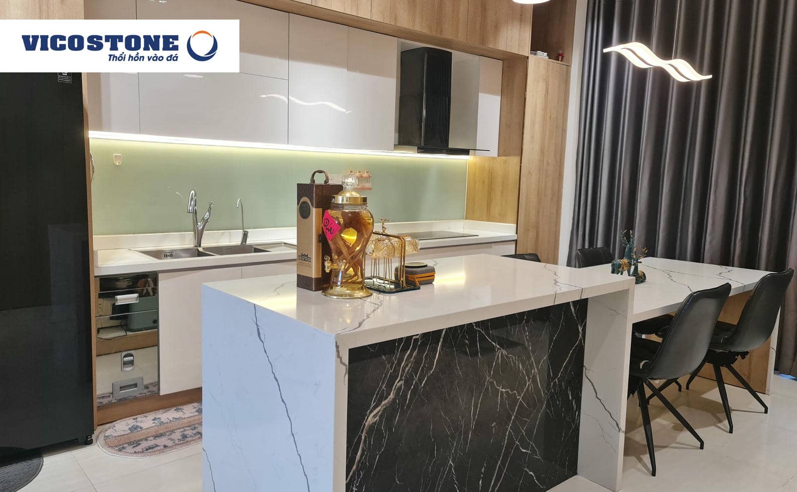 Thiết kế bàn đảo ấn tượng cùng Vicostone