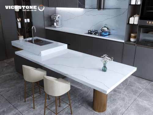 Khám phá không gian bếp ấm cúng với đá Vicostone