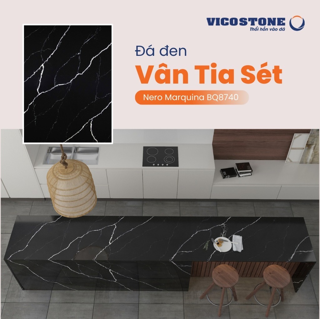 Đá đen vân tia sét, đá Vicostone ninh bình