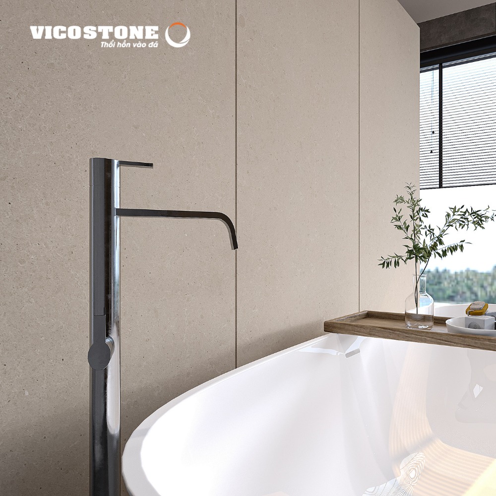 Đá Vicostone BQ3603 tại Vicostone Ninh Bình ứng dụng làm vách phòng tắm