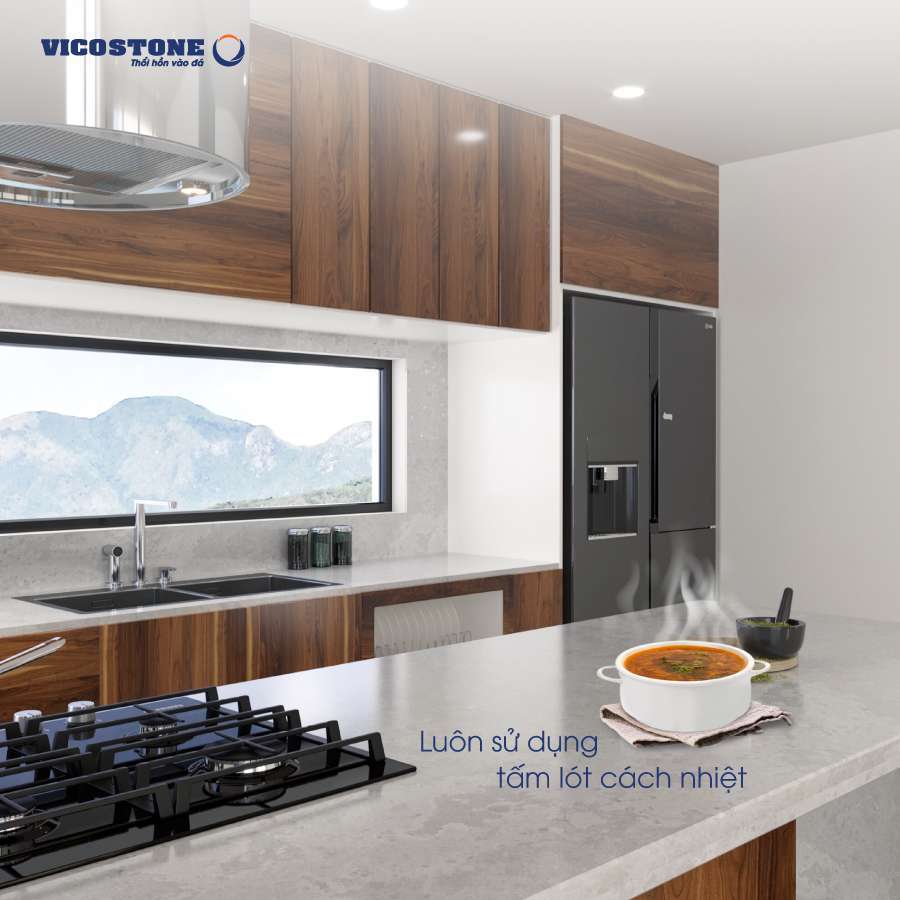 Sử dụng tấm lót cách nhiệt để bảo vệ mặt đá Vicostone 