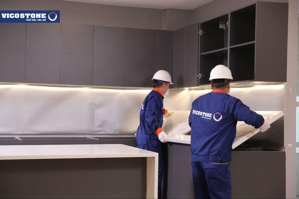 Thi công đá bếp uy tín tại Vicostone Ninh Bình